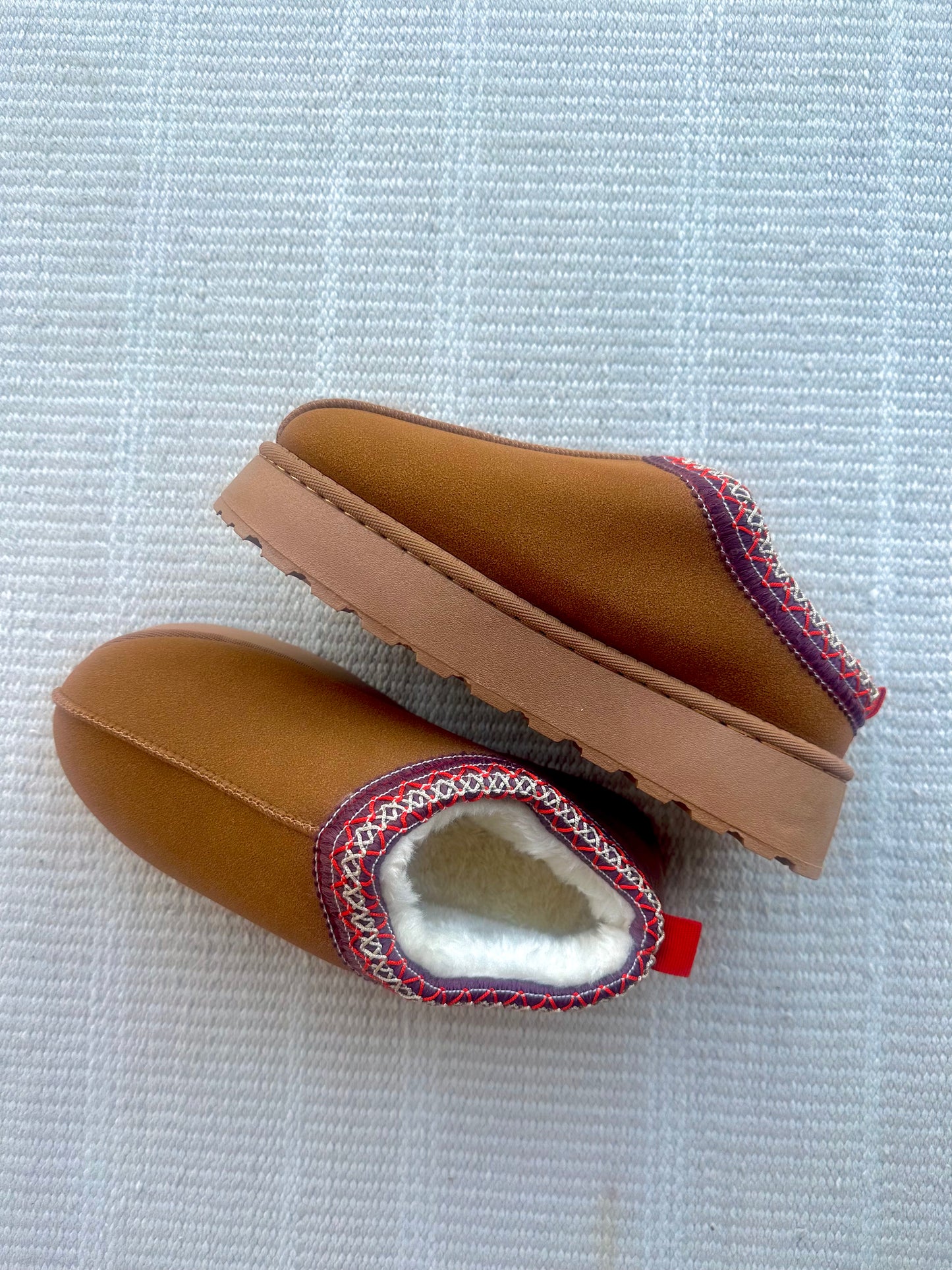 colder weather platform slippers - brown