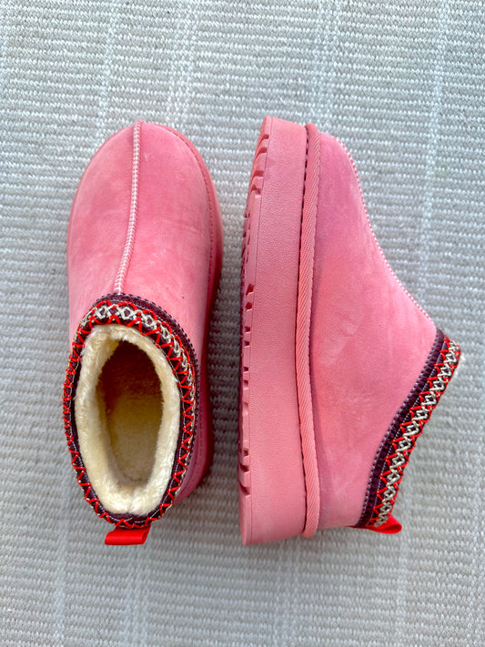 colder weather platform slippers - pink