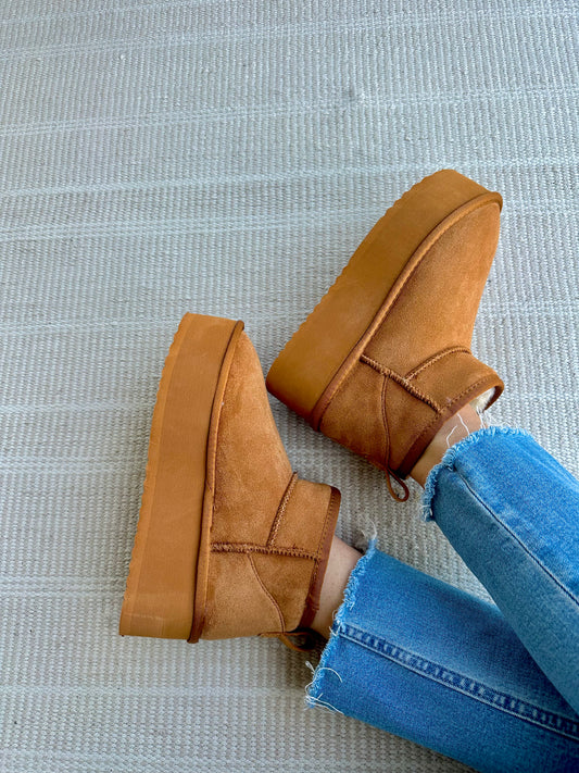 brandy platform booties - brown